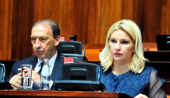Zorana Mihajlović i Saša Stojanović na sednici skupštine